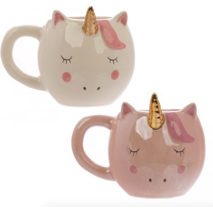 An assortment of 2 Enchanted Unicorn Ceramic Mugs