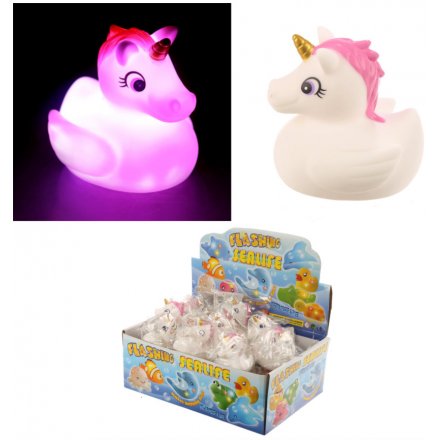 A Pink Light Up Unicorn Bath Toy