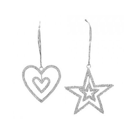 Diamonte Double Heart and Star Hangers 