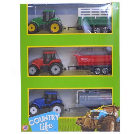 Farmyard Tractor & Trailer Playset, Set of 3