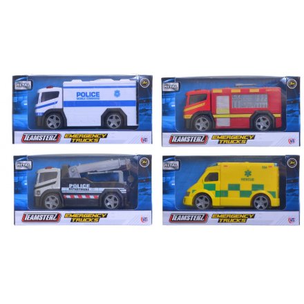 An assortment of 4 Emergency Vehicle Toys