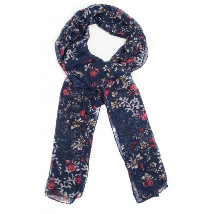 Navy/Red/Pink Floral Print Scarf in 4 assorted designs