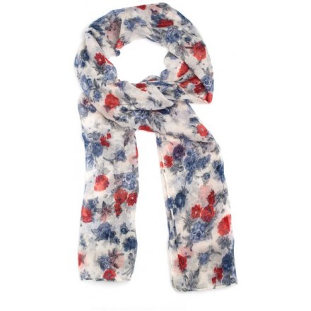 A Blue/Red/Pink Floral Print Scarf in 4 assorted designs
