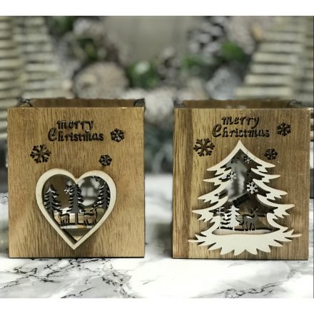 Wooden nordic Tlight holders in three designs