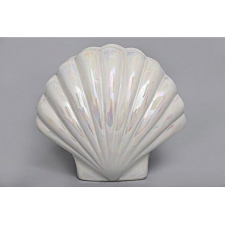 Pearlised Shell Ceramic Money Box, 18.5cm