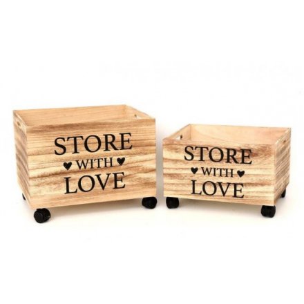 Store With Love Wheeled Storage Crates, Set Of 2
