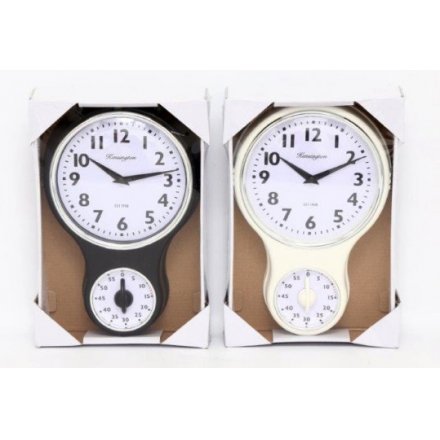 Retro Clock With Timer, 2 Assorted