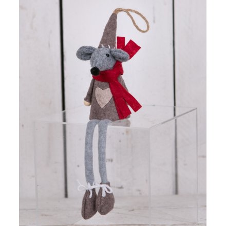 Dangly Legged Fabric Mouse - Brown