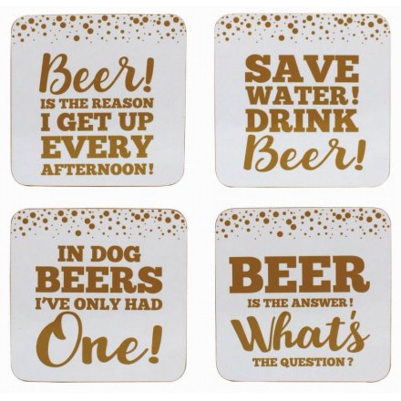 Bubbly Beer Coasters set of 4