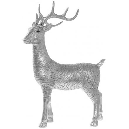 Standing Silver Reindeer Ornament 