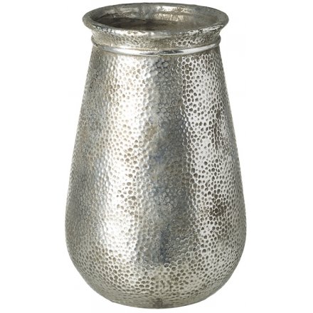Silver Luxe Stone Vase 24cm