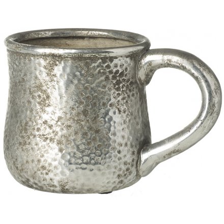 Small Silver Stone Cup Planter 14cm