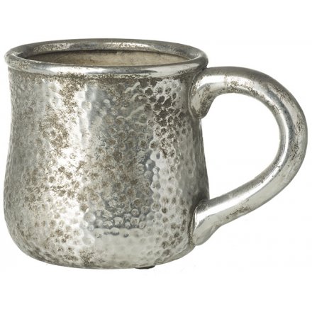 Silver Luxe Stone Mug Planter 19.5cm
