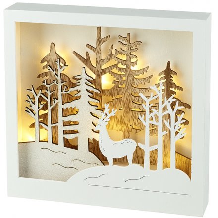 Winter Woodland Reindeer LED Scene 25cm