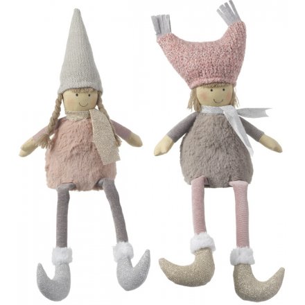 Fabric Boy and Girl Sitting Decorations 38cm
