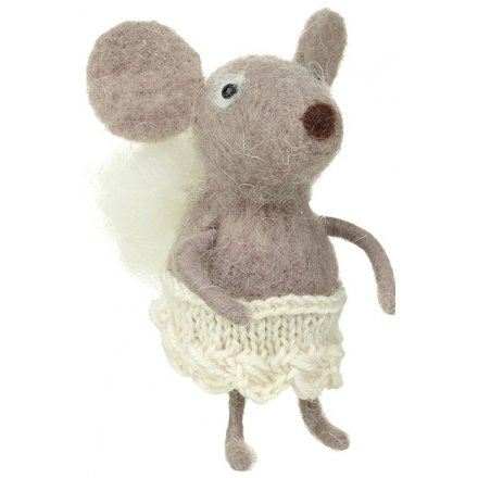 Grey Mouse in a Knitted Skirt 10cm