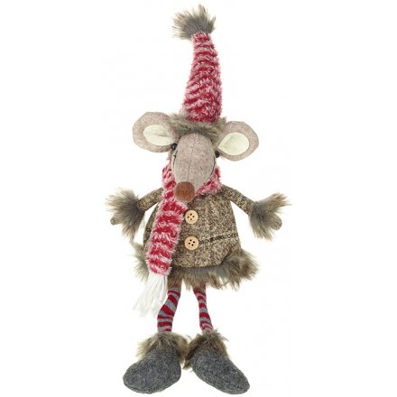 Sitting Fabric Brown Mouse Decoration 35cm
