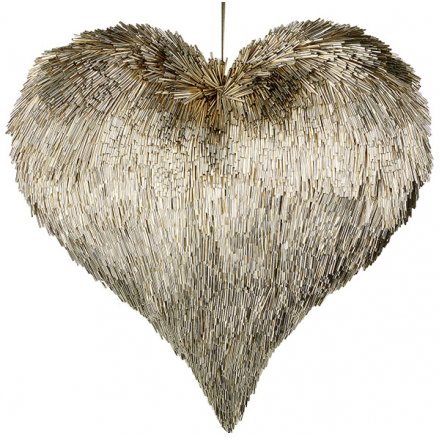Champagne Gold Hanging Heart 24cm