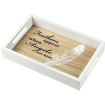 Feathers Appear Rectangle Wooden Tray