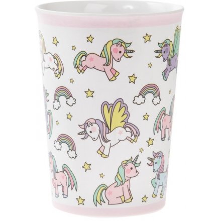 this unicorn covered plastic cup will be sure to keep your little ones entertained while they eat 
