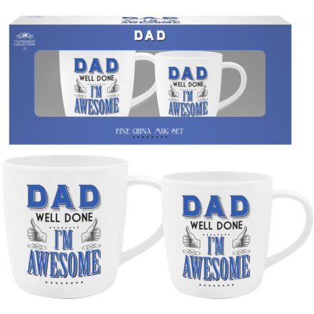 Well Done I'm Awesome Dad Mugs, Set Of 2