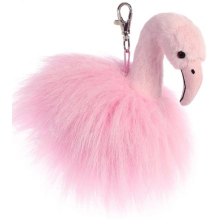 Fluffy Pink Flamingo Key Clip 