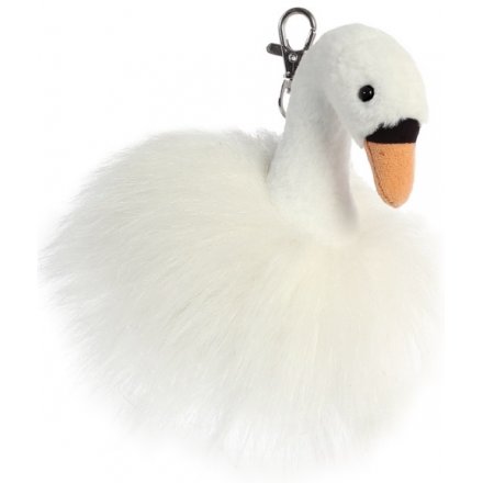 Fluffy White Swan Key Clip 