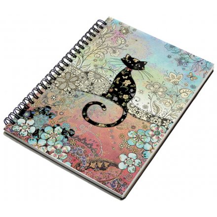Bug Art Whimsical Inspired A6 Notebook - Black Cat