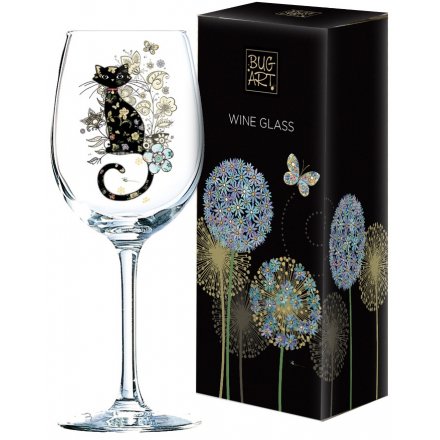Patterned Cat Wine Glass