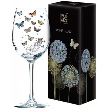 Whimsical Inspired Wine Glass - Butterflies