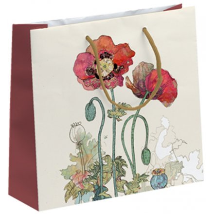 Small Watercolour Poppy Gift Bag