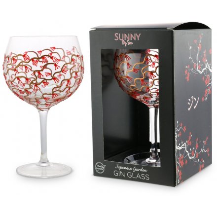 A Sunny by Sue Gin Glass featuring a Japanese Garden Red & Gold design