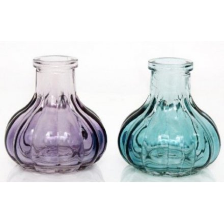 Purple and Turquoise Small Glass Vases 