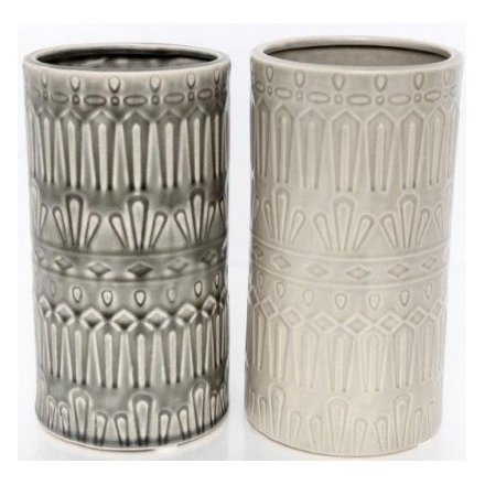 Neutral Grey and Cream Ceramic Vases