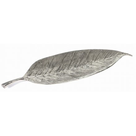 Large Silver Aluminium Leaf Decoration, 52cm