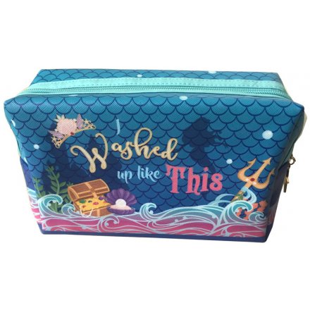 A Cosmetic Bag Featuring I Washed Up Like This Quote