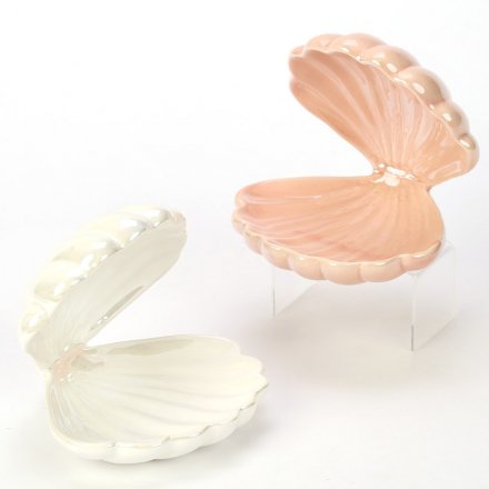 Clam Shell Jewellery Trinket Dishes, 2 Assorted