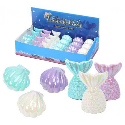 Enchanted Seas Mermaid Tail/ Shell Lip Balms, 6 Assorted