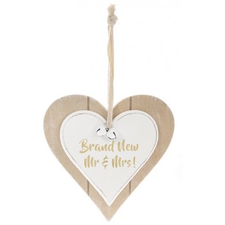 Brand New Mr & Mrs Double Heart Plaque
