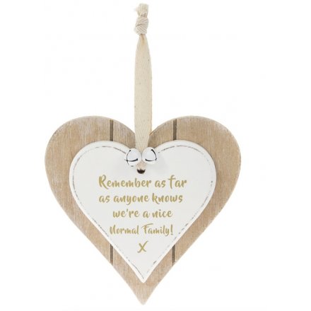 Nice Normal Family Double Heart Plaque 12cm