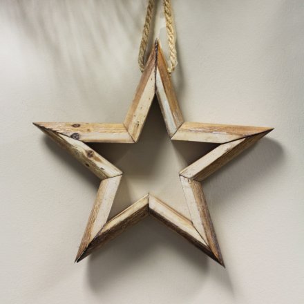 Natural Wooden Frame Star 30cm