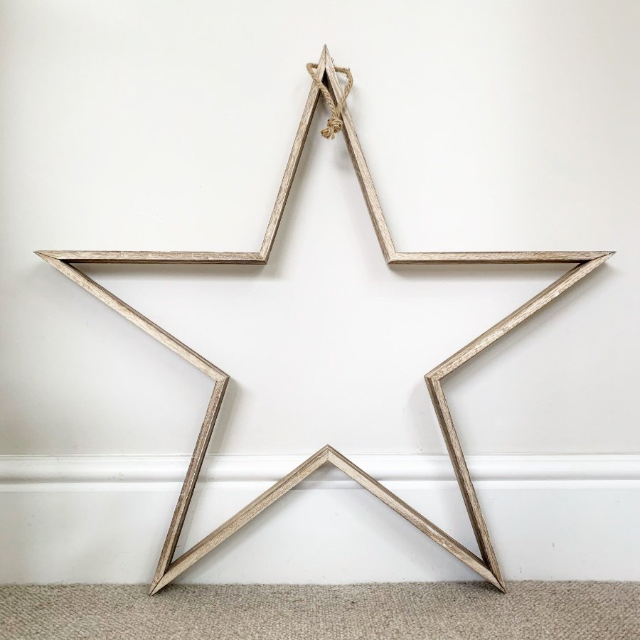 TLC014C / Large Hanging Natural Wood Star 70cm 41027 Christmas