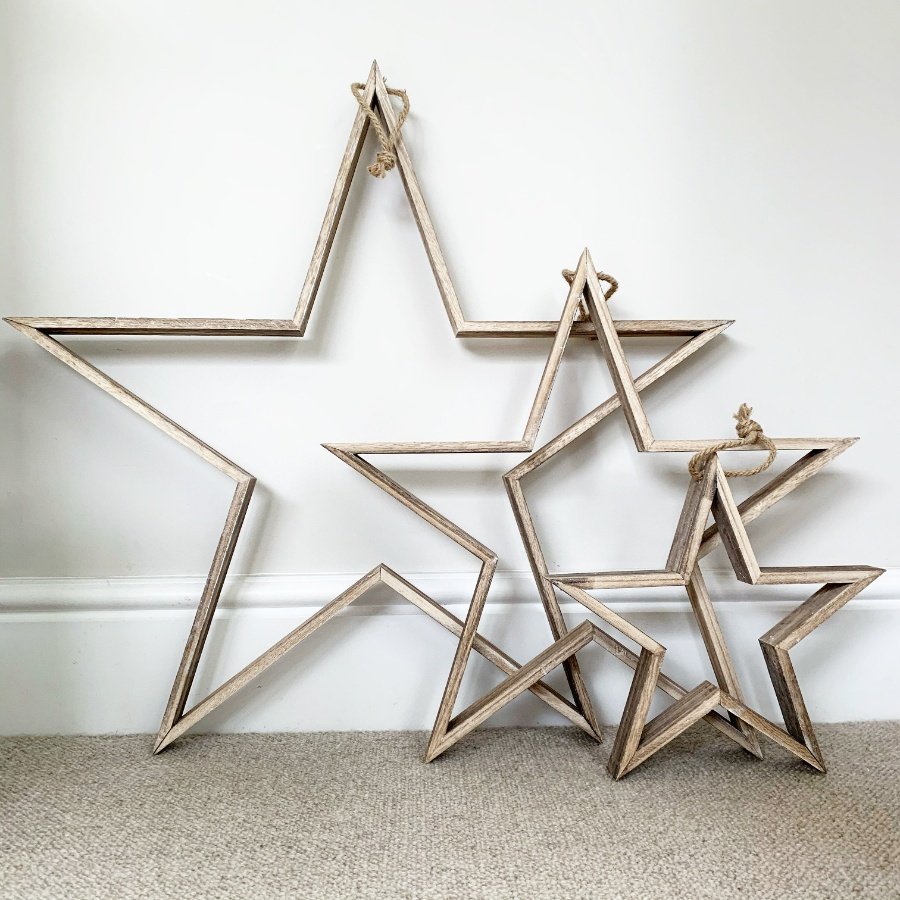 TLC014C / Large Natural Wooden Frame Star 70cm | 41027 | Christmas ...