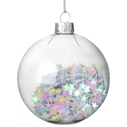 Glass Bauble With Star Filling 8cm