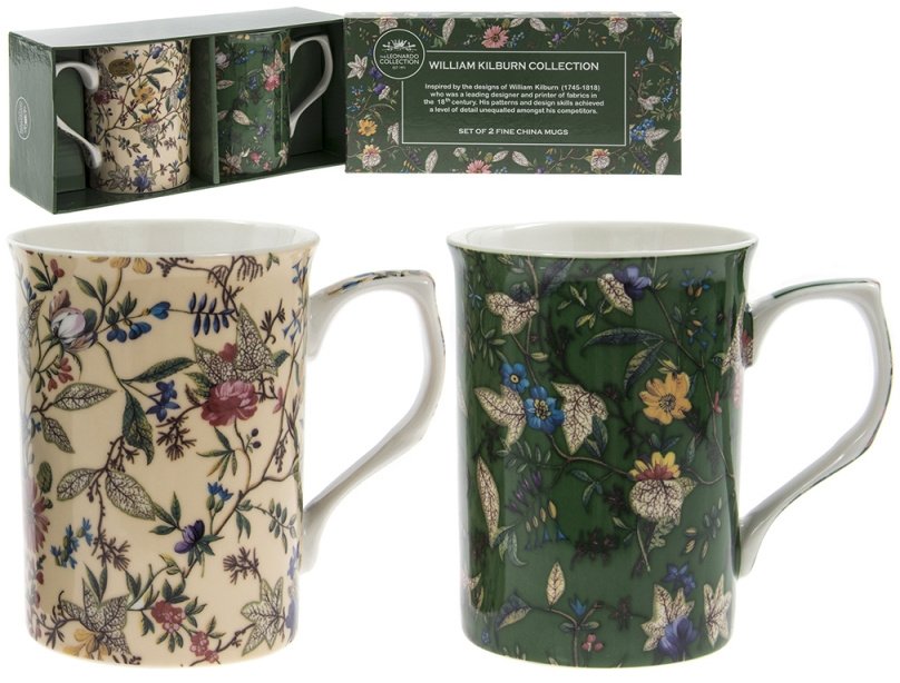 LP93245 / William Kilburn Cream & Green Floral Mugs, Set Of 2 | 41063 ...