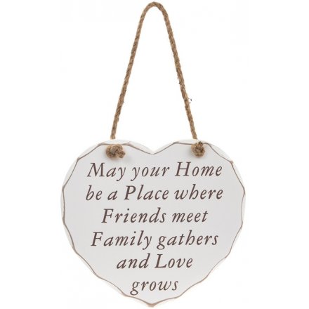Friends Family Love Grows Heart Hanging Plaque