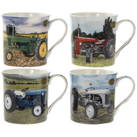 Farmyard Tractor Mugs, 4 Assorted