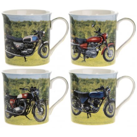Motorbike Mugs, 4 Assorted