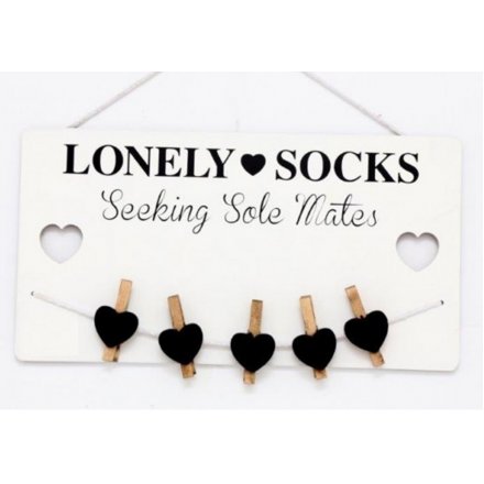 'Lonely Socks' Wooden Plaque 