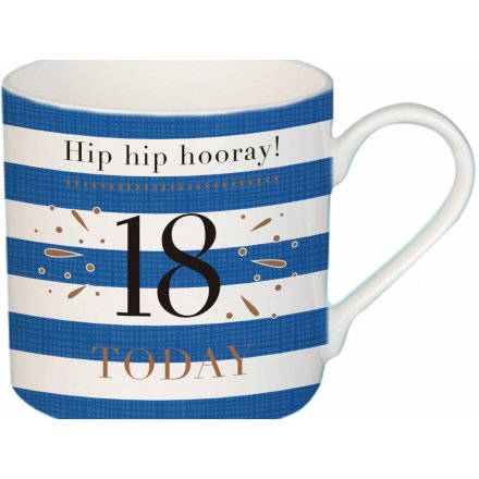  A stylish blue striped china mug, perfect for any Birthday Boy on their special day! 